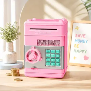 Piggy Bank for Girls Electronic Coin Money Bank Toy for 3 4 5 6 7 8 9 10 Year Old Children, Mini ATM Cash Coin Saving Box for Birthday Gifts Kids Age 3-10, Pink(snow plow)