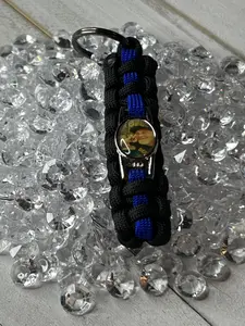 Paracord Thin Line Memorial Keychain with custom charm