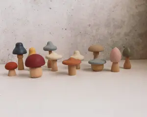 Wooden + Silicone Mushroom Toy | Montessori + Sensory Play | Fine Motor, Pretend + Educational Toddler Gift