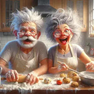 1pc, Cozy Diamond Painting of a Happy Old Couple in Kitchen, Frameless DIY Handmade Decorative Art for Living Room and Bedroom Wall Decoration, Ideal for Christmas, Thanksgiving, Birthday Gifts and Home Decor