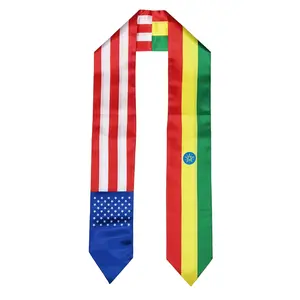 Ethiopia Flag Graduation Stole, Sash, Ethiopian American, Scarf, Gift, Students, High Quality, High School, College, Scarves, Adults, Men and Women, Satin