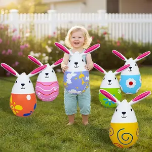 6pcs Giant Inflatable Easter Bunny Set, Plastic Hanging Decorations, Lawn Ornaments for Easter Egg Hunt, Spring Festival Celebrations
