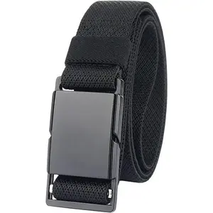 Mens Stretch Belt Quick Release Magnetic Buckle Elastic Webbing Sport Work Golf Belts for Men 1.34inch Wide Synthetic Modern