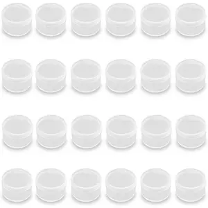 24 Pack Small Round Plastic Containers (0.55 x H0.35 Inch), Super Mini Beads Storage Containers Box for Beads, Buttons, Small Jewelry Findings -0.034 oz