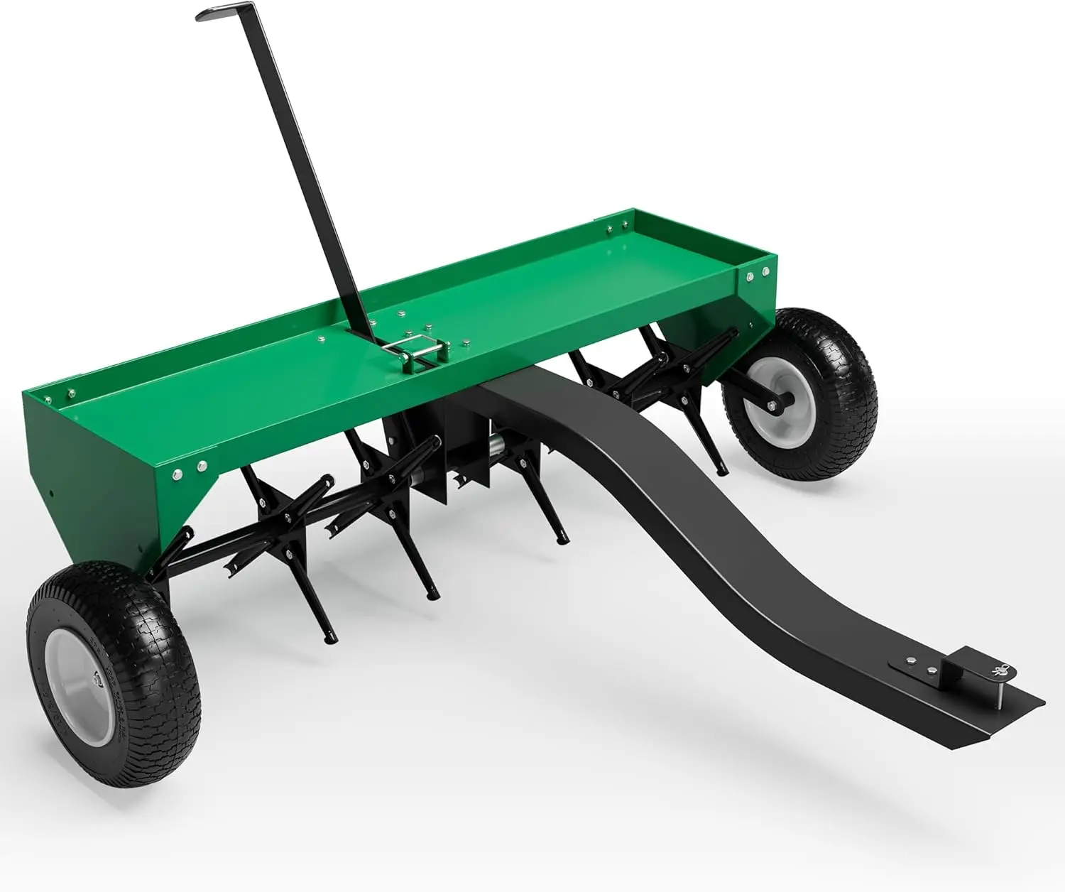 40-Inch Tow Behind Lawn Plug Aerator with Universal Hitch, Galvanized Steel Tow Behind Plug Aerator with Inflatable Wheels for Easy Transport, Effective Aeration for Gardens, Lawns, Farms