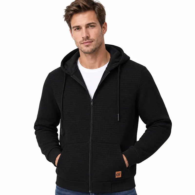 YUYANGDPB Men's Simple Fit Waffle Knit Full Zip Hoodie