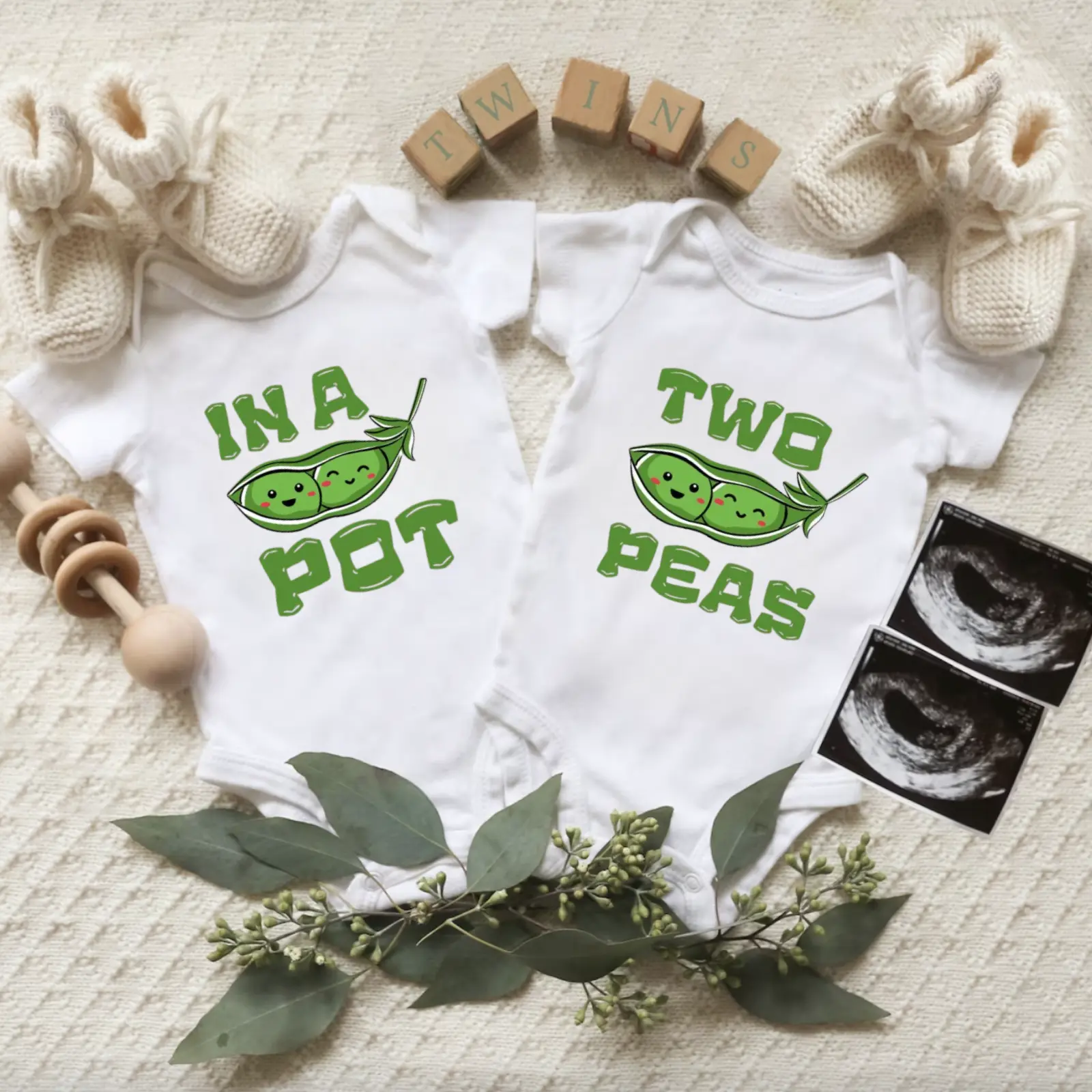 Two Peas in a Pod Twin Bodysuit, Cute Vegetable Baby Outfit, Fun Best Friend Twin Baby One Piece, Newborn Baby Gift