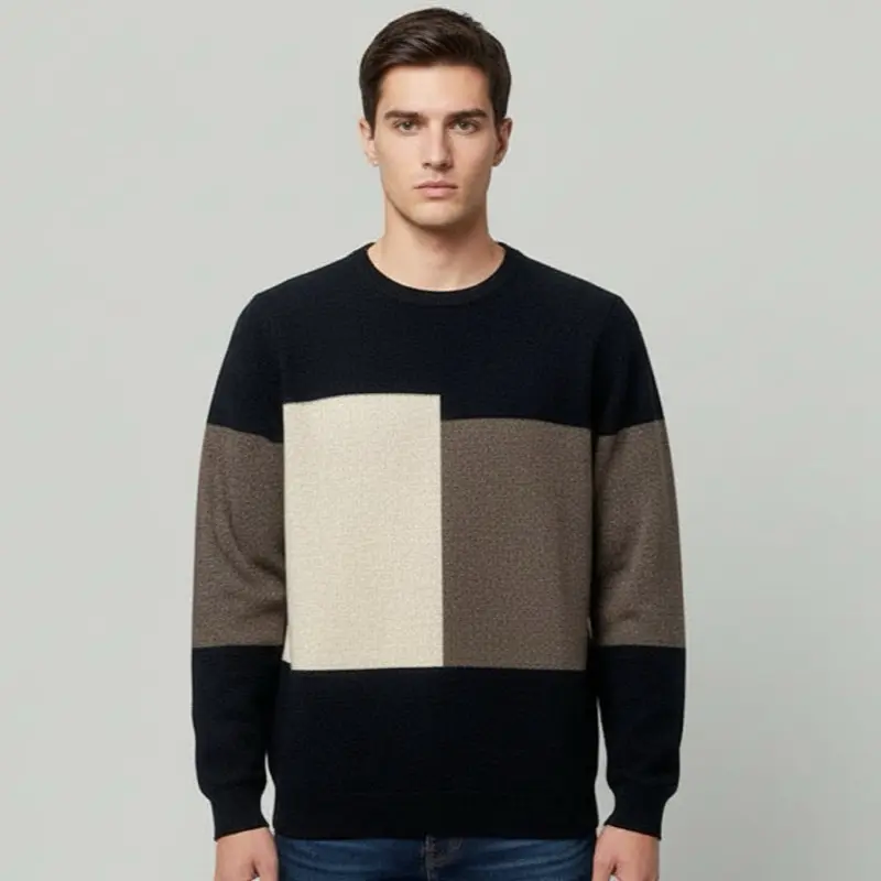 Color Block Crewneck Sweaters - Men's Edition