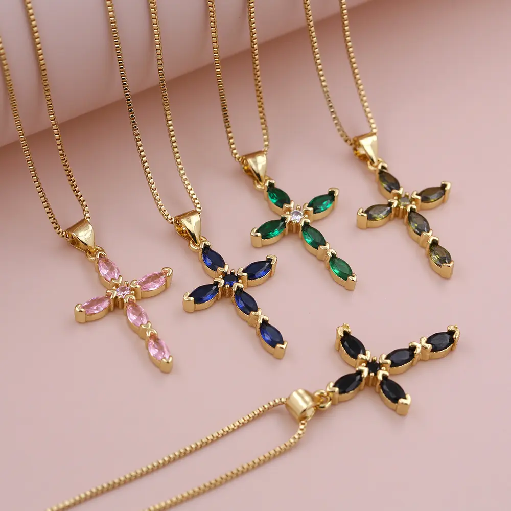 Cross Pendant Necklace, Religious Necklace, Zircon Necklace, Fashion Trends, Gift For Her