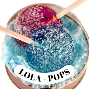 Sour Watermelon Blue Raspberry Lollipops - Lola Pops - 2 Watermelon & 2 Blue Raspberry Lollipops with 1 oz Each of Sour Powders