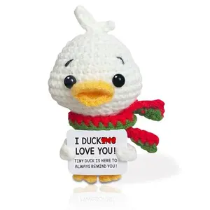 I Love You Gift for Her Him Husband Positive Mini Duck Emotional Support Crochet Animals Cute Valentine Duck Gifts for Boyfriend Girlfriend Women Mens Wife Couple Birthday Gift Handmade Funny