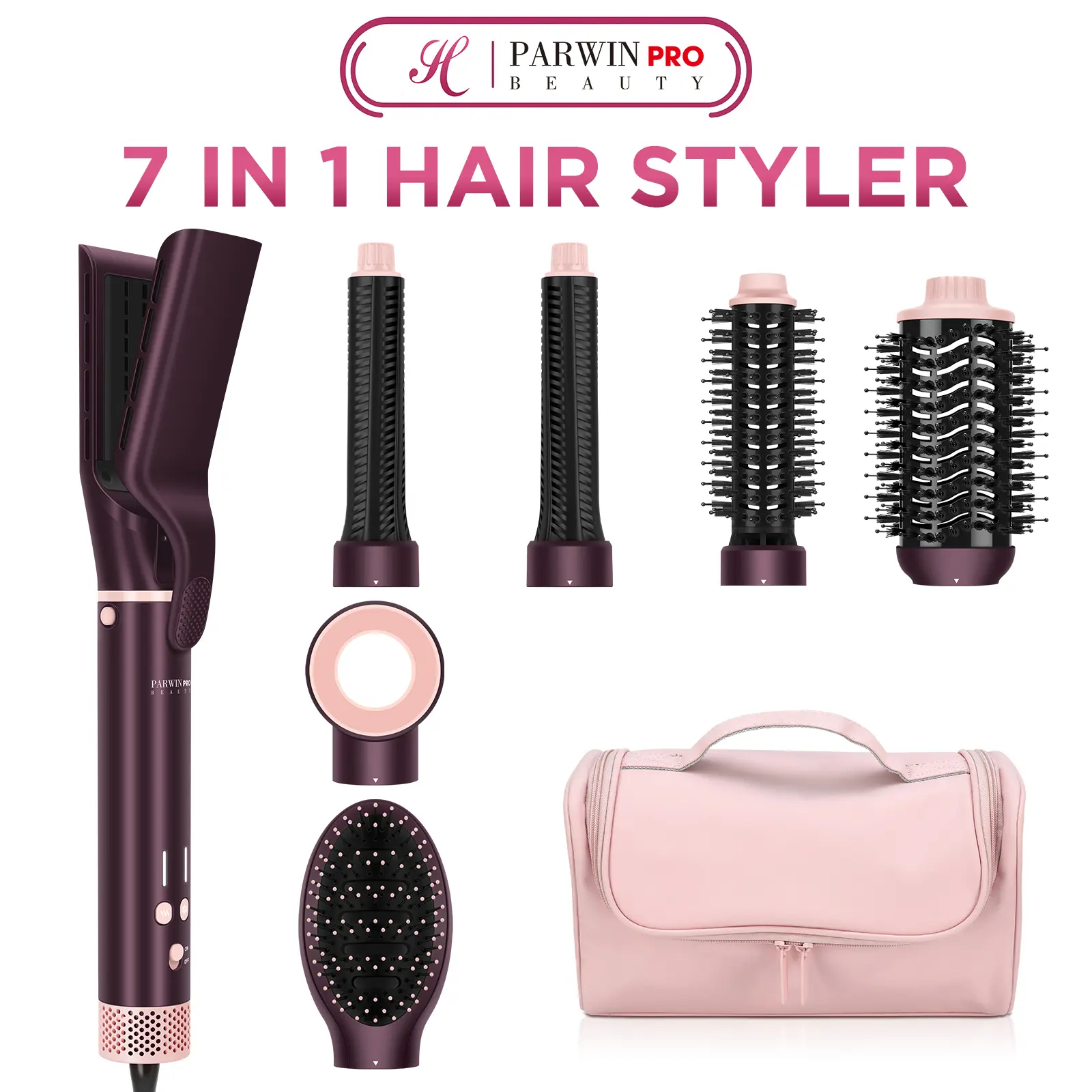 PARWIN PRO BEAUTY 7 in 1 Multi Styler Full Set Hair Tools,Air Styling & Drying System, High Speed Hair Dryer Brush,Negative Ion Air Hair Straightener, Auto-Wrap Hair Curlers Waver Dual Voltage Fast Styling Hot Brush,DealsForYouDays Gift,Buy 1 Get 7