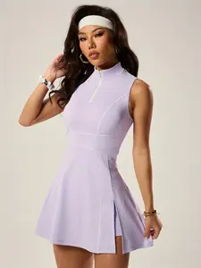 Women's Sporty Slim-Fit Athletic, Breathable Above-The-Knee Shorts Set, Pocketed Anti-Show Fitness Jumpsuit, All-Season Yoga Golf Wear