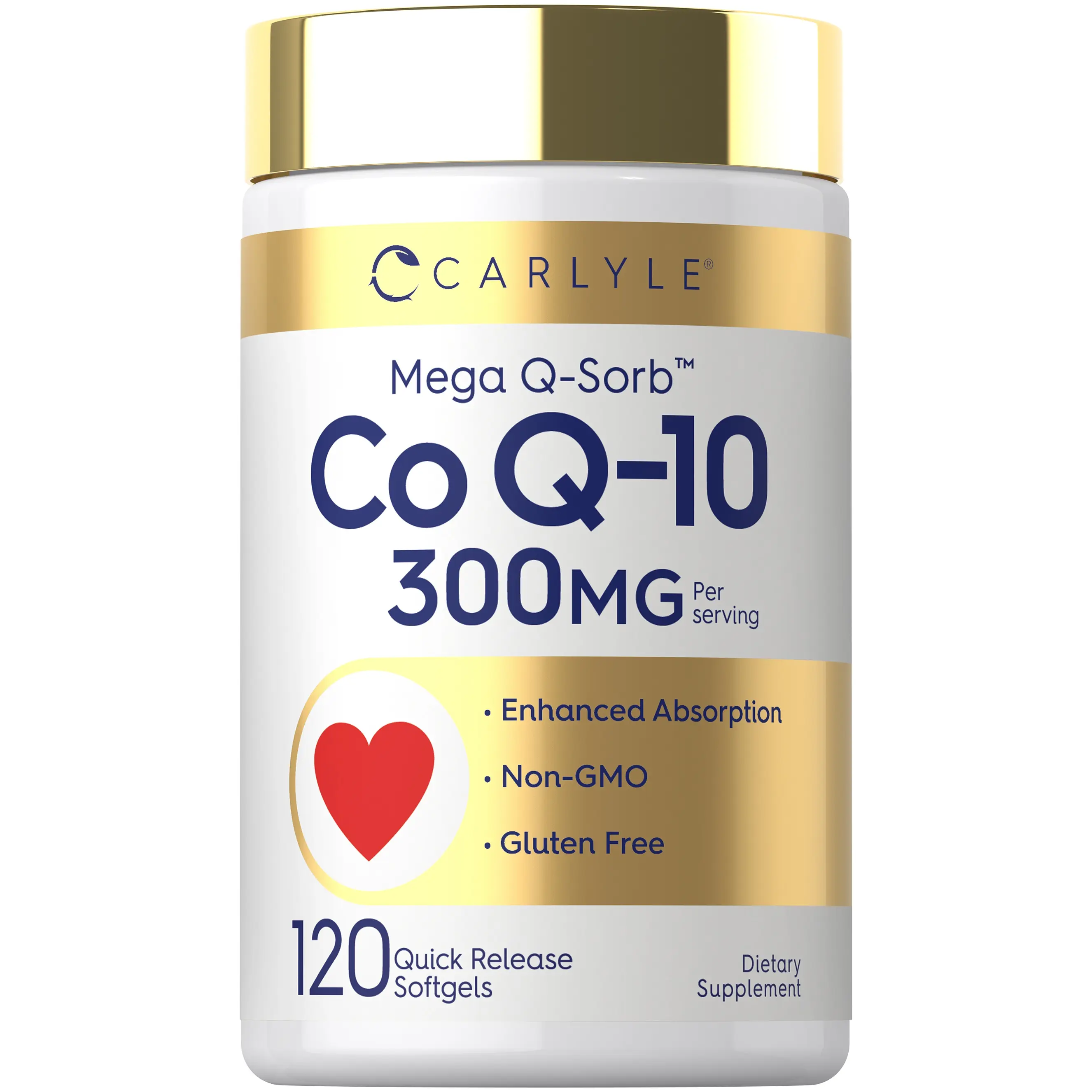 Carlyle CoQ10 300mg | 120 Softgels | Mega Q-Sorb Coenzyme Q-10 | with Black Pepper Extract | Non-GMO, Gluten Free Supplement Carlyle CoQ10 300mg | 120 Softgels | Mega Q-Sorb Coenzyme Q-10 | with Black Pepper Extract | Non-GMO, Gluten Free Supplement