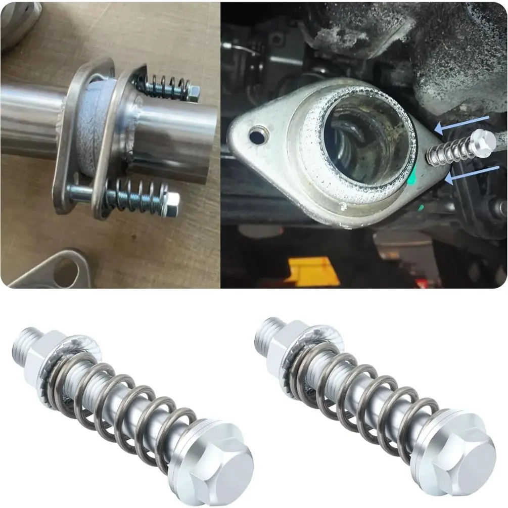 2PCS Exhaust Manifold Bolts,Steel M10x1.5 mm Exhaust Bolts and Nuts Kit with Springs For Exhaust Gasket,Professional Exhaust Flange Bolts Accessories For Most Cars