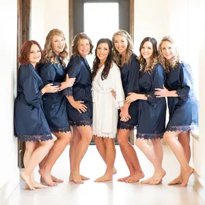 Bridesmaid Gift - Bridesmaid Robes - Lace Robe - Bridal Party Robes - Satin Robe - Wedding Robes - Wedding Favor