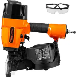 VEVOR Coil Framing Nailer MCN90, 1-3/4" to 3-1/2" 15 Degree Pneumatic Framing Nail Gun with Tool-Less Depth Adjustment, 90-120PSI Air Coil Nailer for Framing, Wall Flooring and Wall Assembly