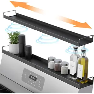 Extendable Stainless Steel Over the Stove Shelf for Back of Stove (16 to 30 Inches) Magnetic Stove Top Shelf for Kitchen Stove, Over Stove Shelf for Back of Stove - Over the Stove Spice Rack Shelf