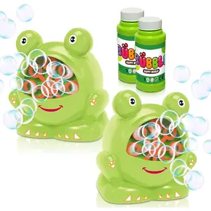 Frog Multifunctional Bubble Making Machine  for Kids (Pack of 2) Includes 2 Bubble Blowing Machine and 2 Bottles of Solution, Summer Outdoor Toys, Party Favor Activity - Best Gift for Boys, Girls, and Toddlers