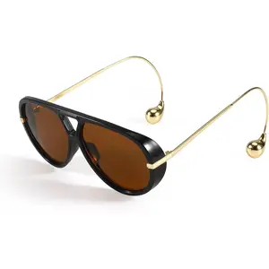 【Glow Sunnies】Designer Oversized Aviator Sunglasses – Elegant Ladies’ Shades with Unique Earring Feature