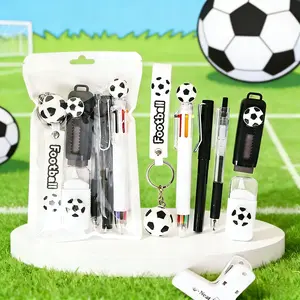 6-Piece Stationery Pen Set Includes Multicolor Pens Pencils Gel Pens Erasers Keychain Sports Ball Lovers Perfect Gift for All Ages