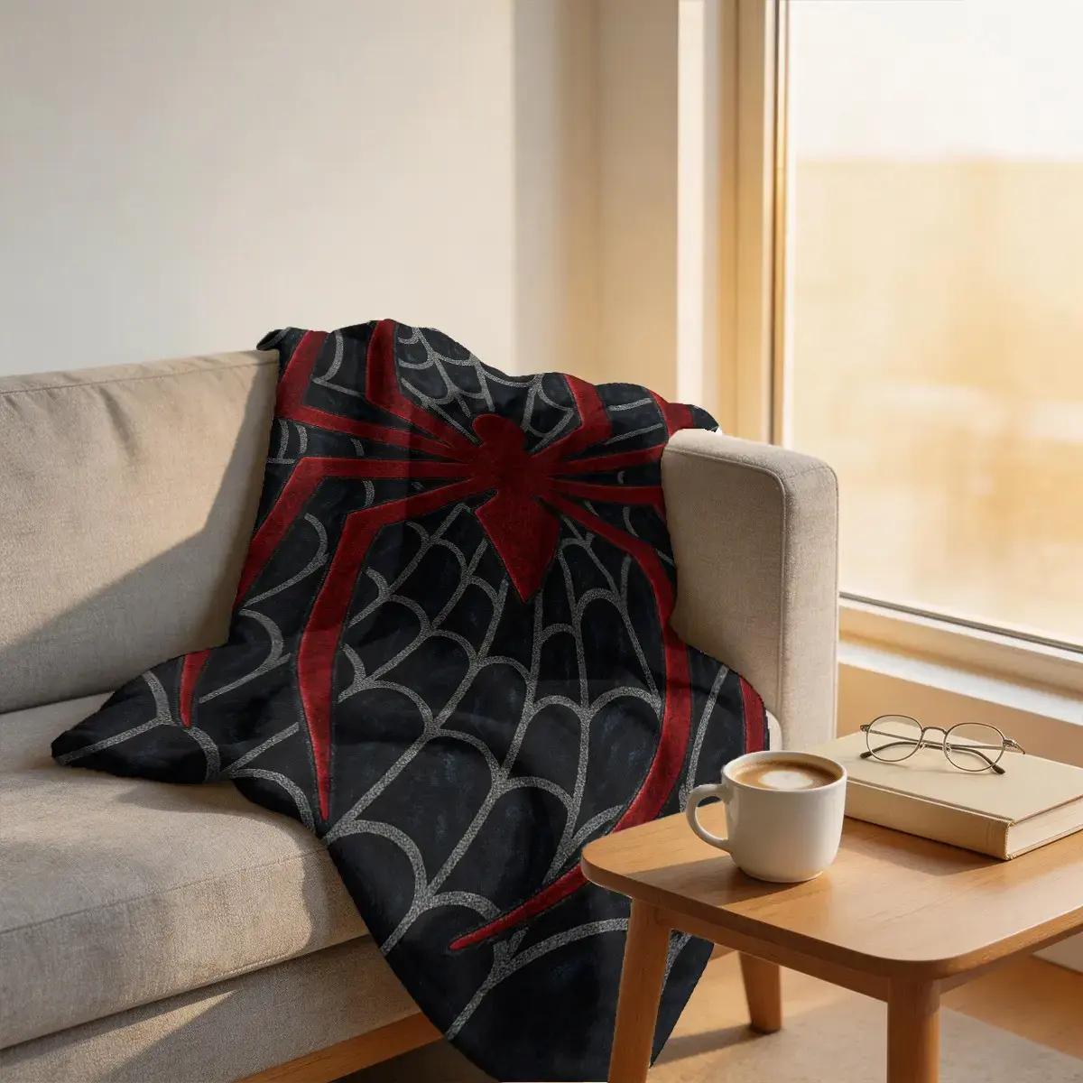 Red Spider Web Graphic Flannel Blanket, Soft, Skin-Friendly, Warm, Cozy Throw Blanket, Gothic Halloween Style Lightweight Bedding for Sofa, Bedroom Naps, Home Decor, Birthday Gift, use, multi-scene Red Spider Web Graphic Flannel Blanket, Soft, Skin-Friendly, Warm, Cozy Throw Blanket, Gothic Halloween Style Lightweight Bedding for Sofa, Bedroom Naps, Home Decor, Birthday Gift, use, multi-scene