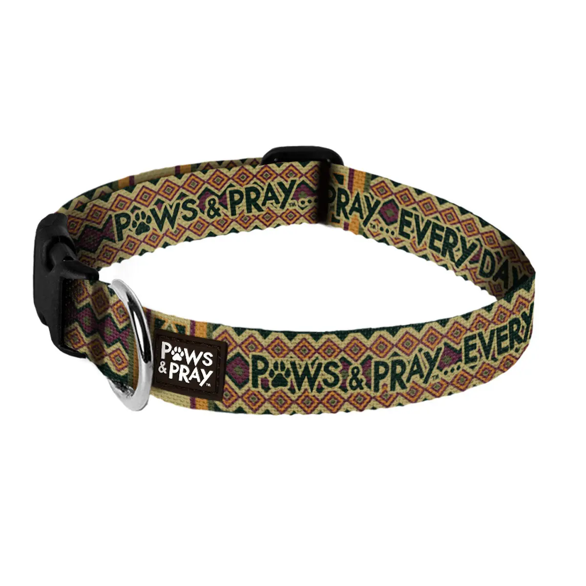 Paws & Pray Trees Pet Collar, Casual Dog & Cat Collars for Trail Walks, Around the Block Outings, with Faith-Inspired Design