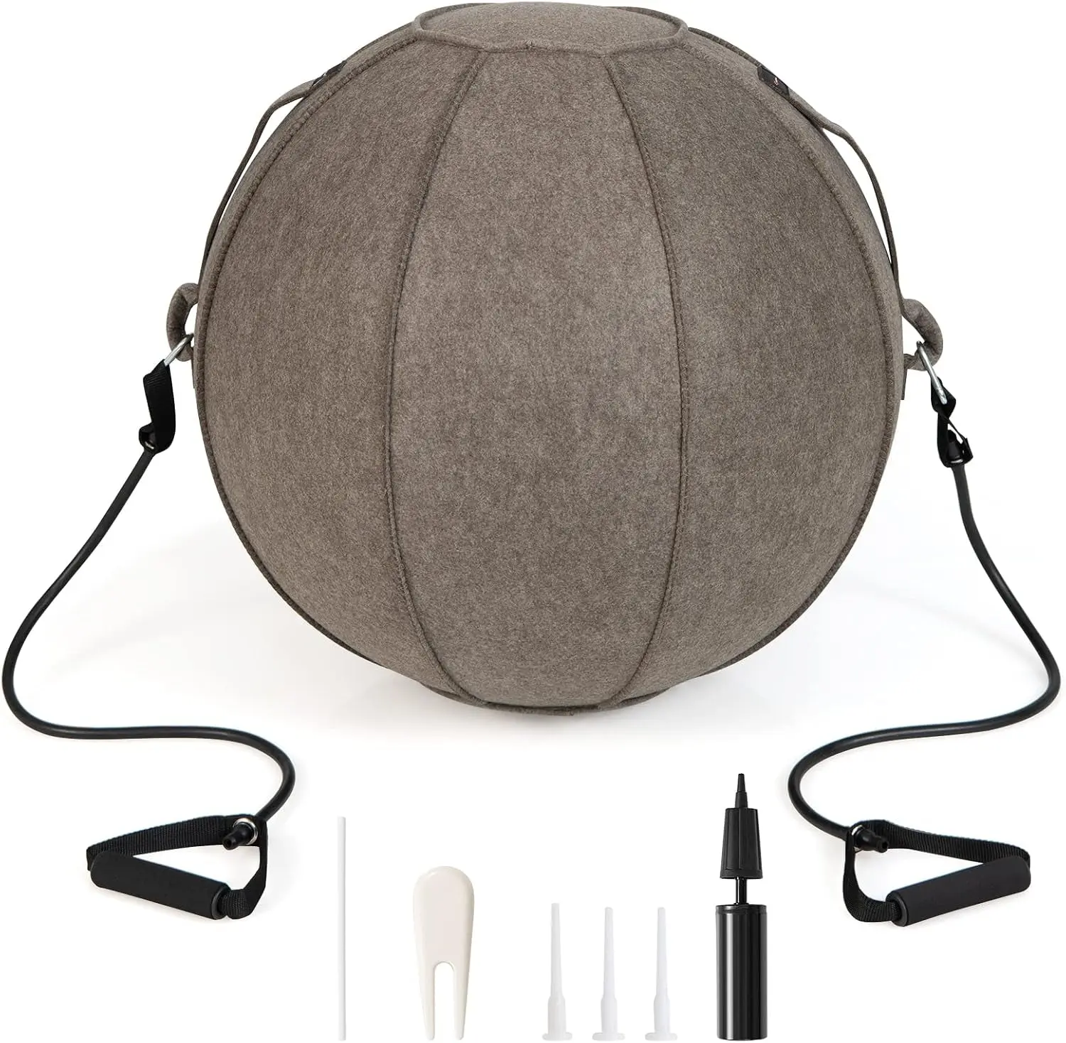 Inflez Exercise Ball with Anti-Burst Design and Felt Cover - Includes Resistance Bands and Complete Accessory Kit for Yoga and Fitness Workouts