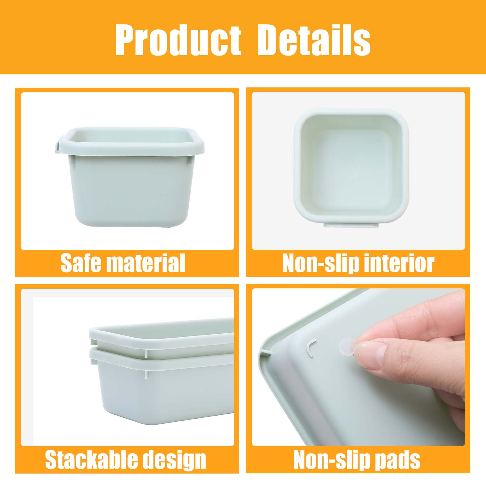 4-Size Plastic Drawer Organizers 16-Piece Set, Versatile Lightweight Bins Ideal for Bakeware & Daily Home Organization