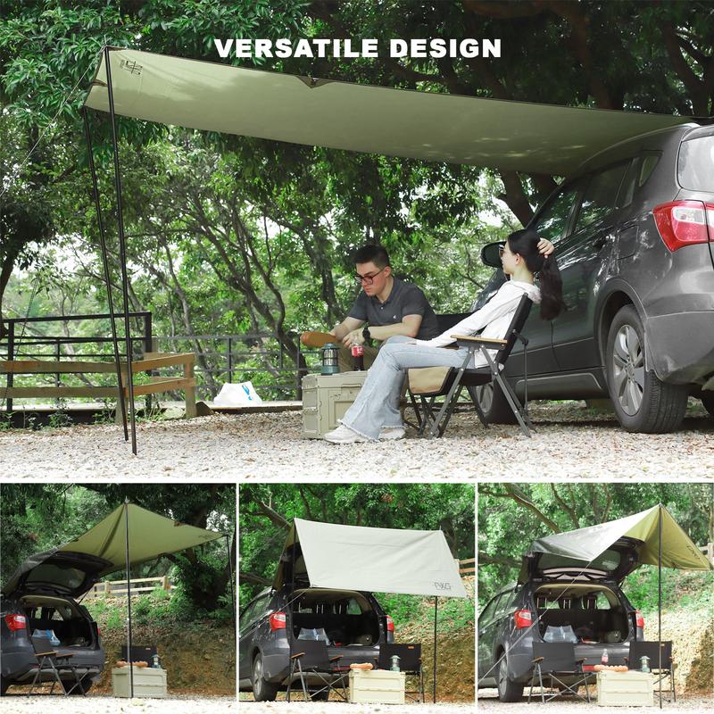 FEIWOOD GEAR Car Awning for SUV, 10 x 5.6 FT Van Truck Awning for Camping, Needn't Roof Rack Hardwares Waterproof UV50+