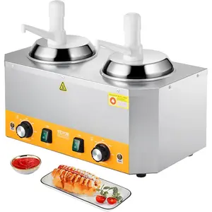 VEVOR Electric Bottle Warmer with Bottles, 0.8x2 LCommercial Cheese Dispenser, Hot Fudge Warmer 86 - 185 Temp Adjustable, Plastic Double Bottles Nacho Cheese Warmer, for Hot Fudge Cheese Caramel