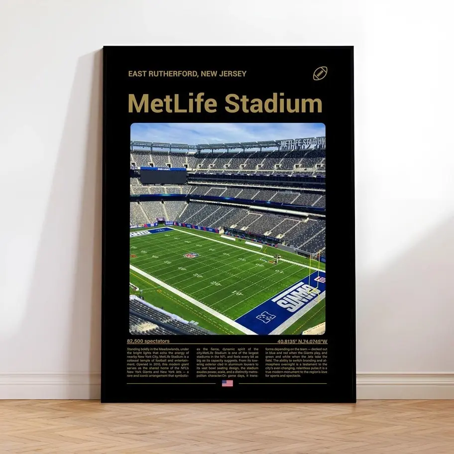 MetLife Stadium Poster, New Jersey Football Stadium Wall Art, New York Area Sports Decor