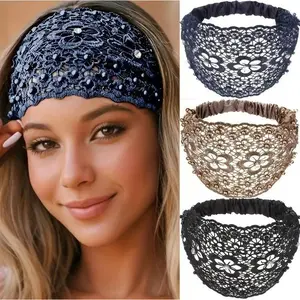 3pcs Women's Boho-Chic Crystal & Pearl Embellished Wide Headbands, Luxury Elegant Hair Accessories Fashion Hair Hoop for Weddings Vacations Daily Styling and Spring Outfits