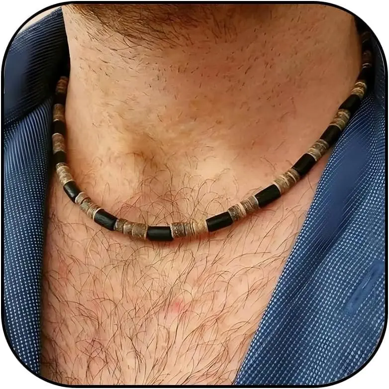 Surfer Necklace for Men Beaded Choker Necklace Puka Shell Necklaces Brown Coconut  Beads Necklaces Beach Surfer