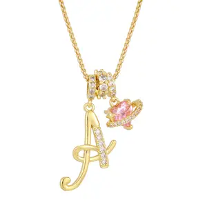 Women's Initial Necklaces - 26-Alphabet Letter Pendant Gold Necklace for Women, Real Gold-Plated Copper Fashion Charm Daily Jewelry, Gold Necklace Women