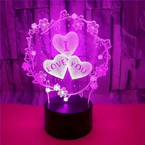 3D Creative Heart Flower LED Night Light, Multi-Color Touch Mode, Bedroom Living Room Restaurant Cafe Bar Decor Atmosphere Lamp, LED Mood Light, Holiday Gift