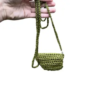 Designer Purse with Crossbody Strap for Everyday Use - Olive Green Crochet Bag with Adjustable Strap