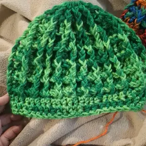 Green Waffle Stitch Crochet Beanie - Handcrafted Vibrant Green Crochet Hat for Casual Wear & Layering