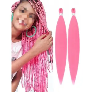 Long Purple Braided Hair Pre-Stretched Synthetic Braided Hair Extensions for Braiding, Purple Hair Extensions for Stage Party Halloween Costume Cosplay