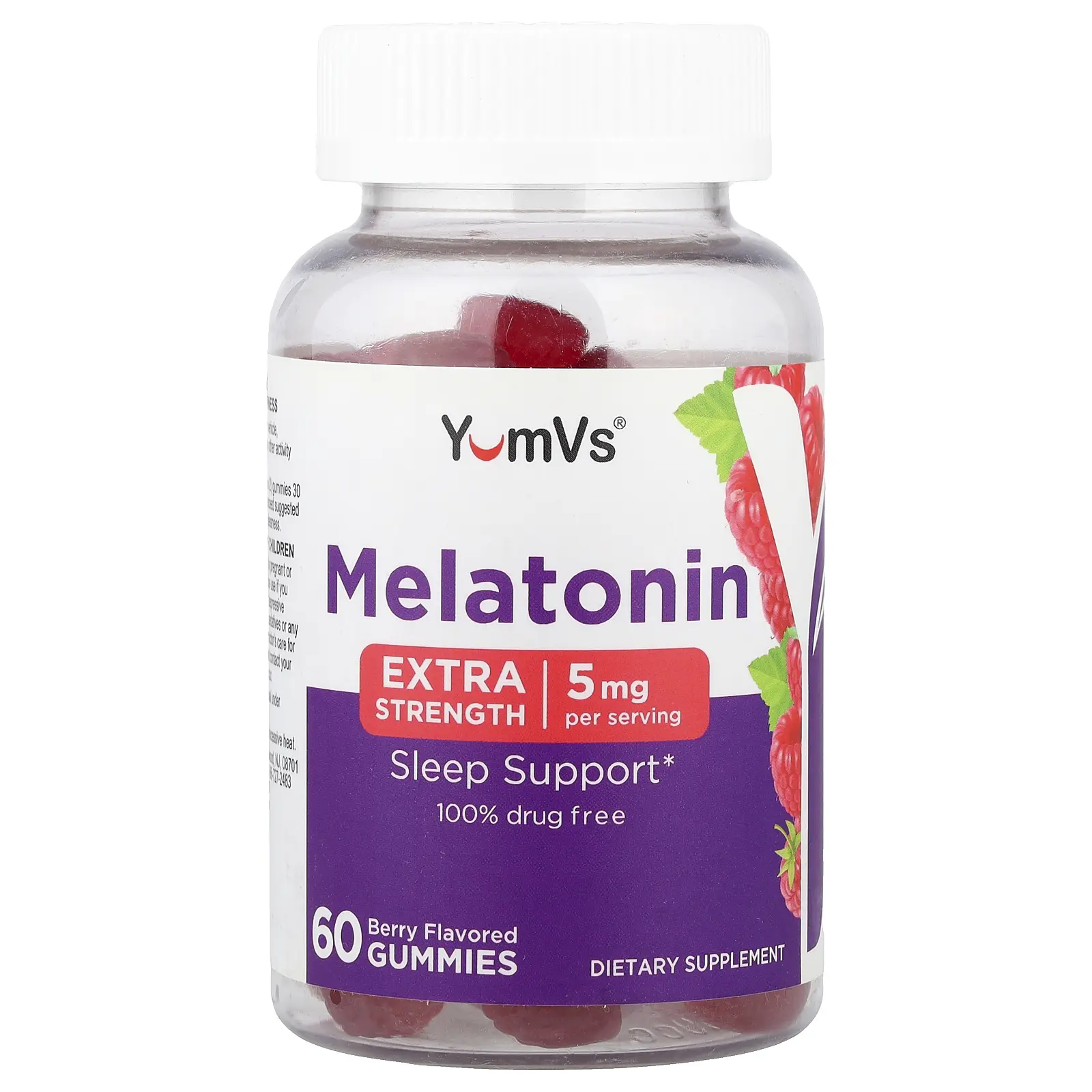 YumVs Melatonin Gummies, Berry, 60 Gummies (2.5 mg per Gummy)