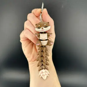 Flexi Otter Keychain 3D Printed, Stylish and Cute with Unique Design, Practically Casual Fashion Accessory for Daily Use