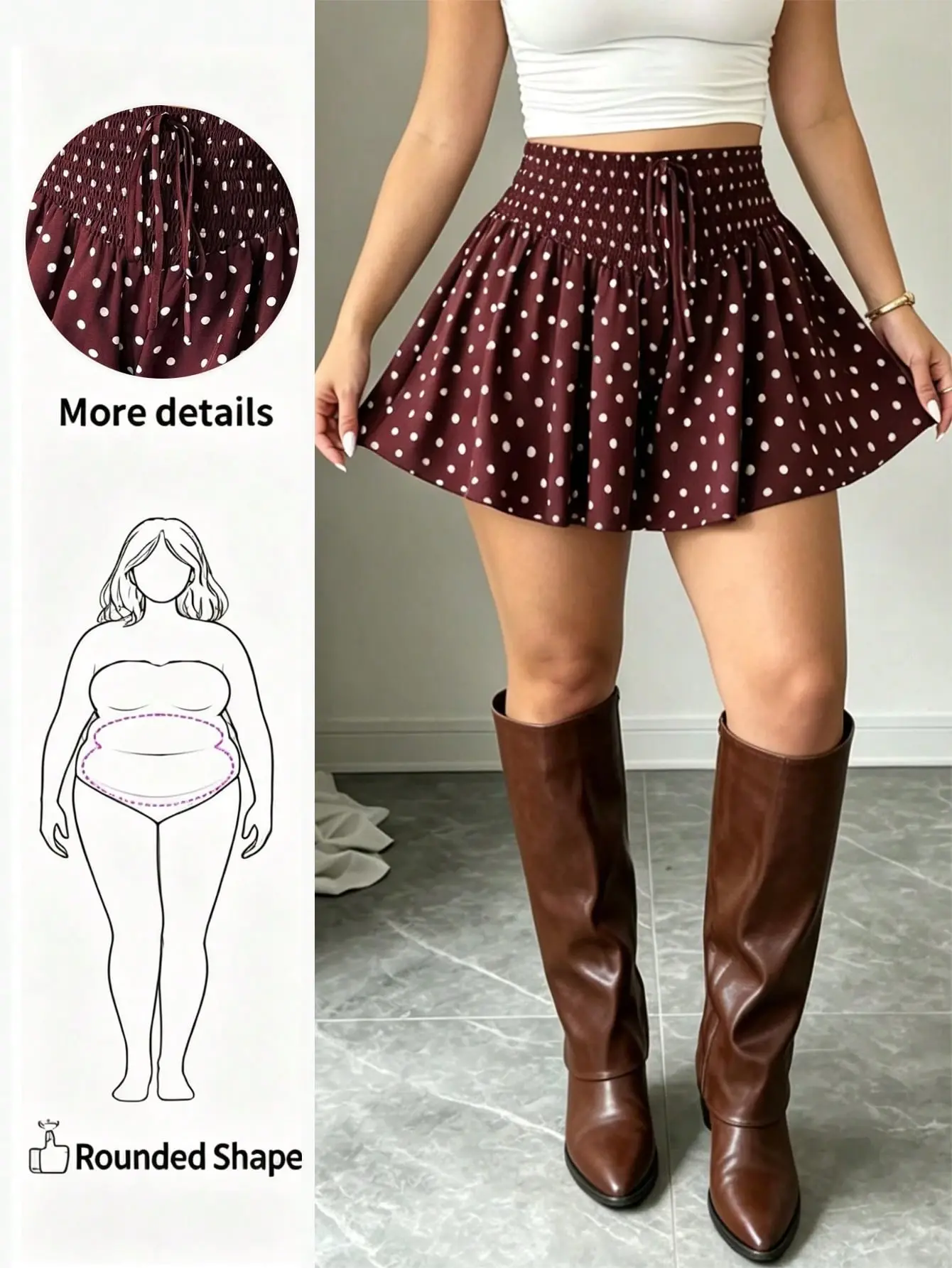 VYNCE Plus Size Polka Dot Woven Fabric Drawstring Waist Bow Tie Pleated Wide Leg Shorts Summer Fashion Boho Casual Travel Beach Outfit