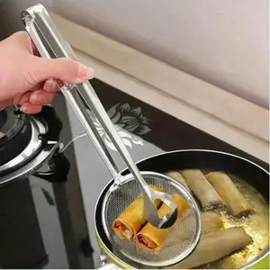 Stainless Steel Frying Oil Strainer - Heat Resistant, With Clip/Clamp Accessory - Fine Mesh Strainer For Frying, Draining Soup And Sauce - Durable Kitchen Tool For Oil-Free Cooking, Frying Oil Filter Oven Utensils