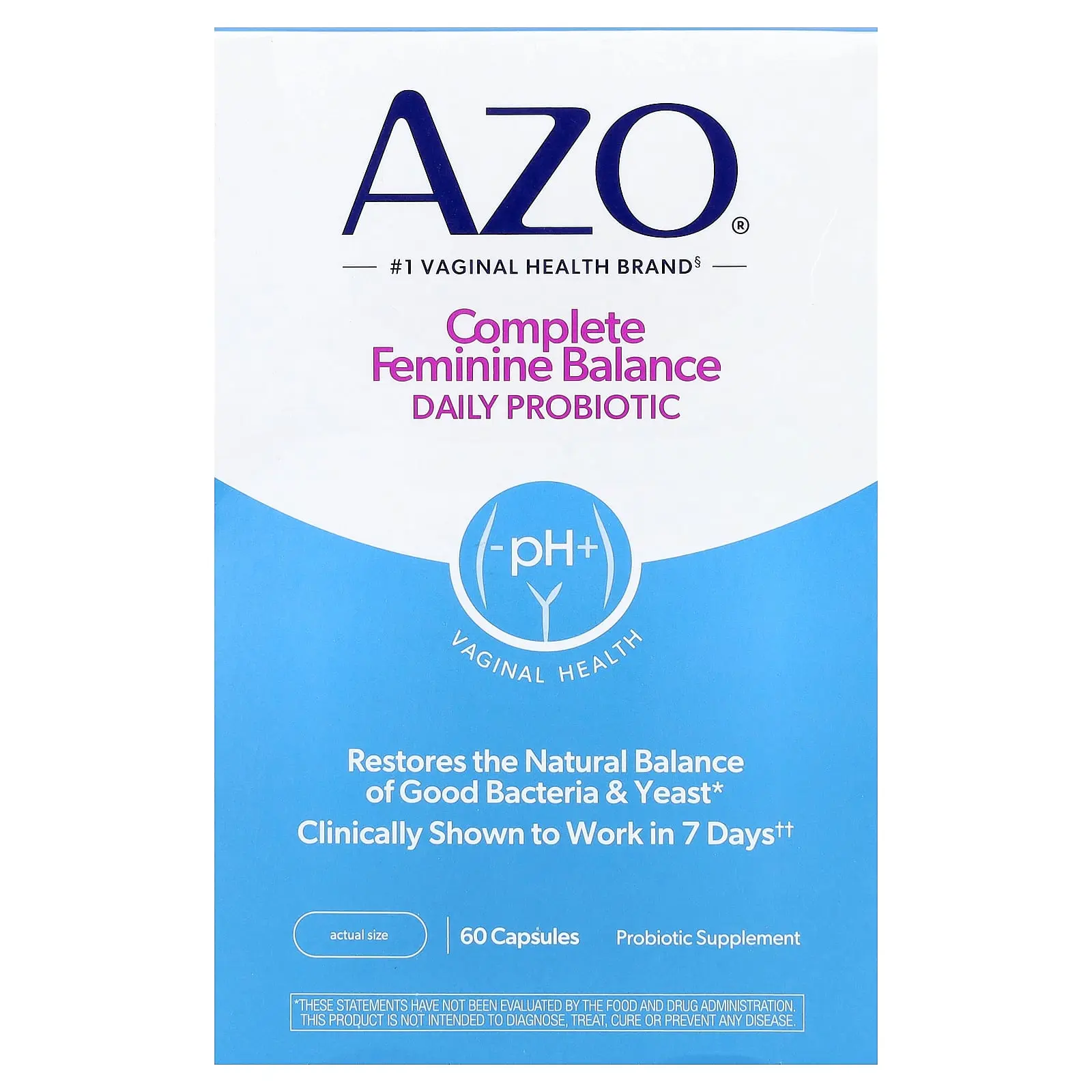 AZO Complete Feminine Balance, Daily Probiotic, 60 Capsules