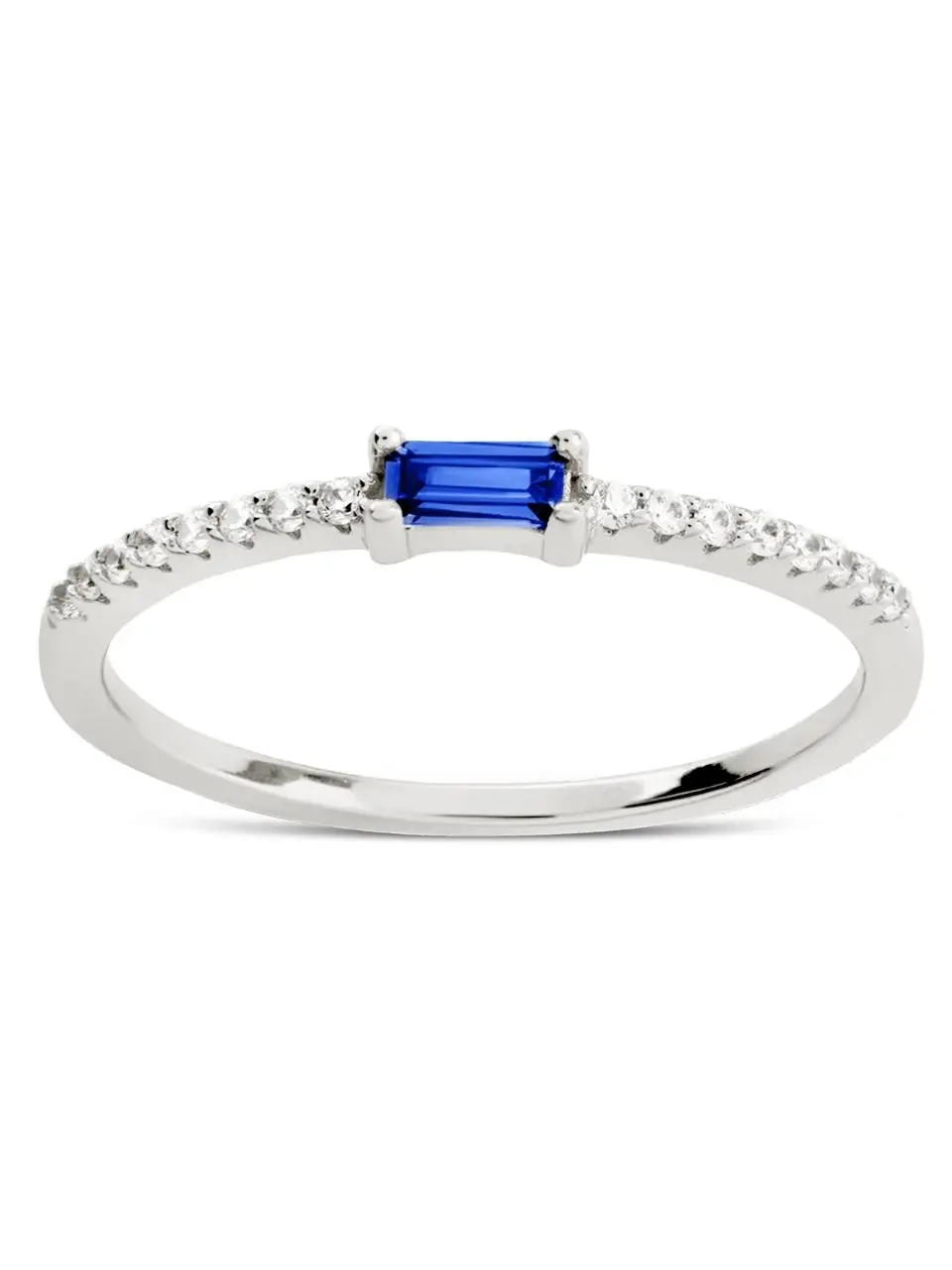 Sterling Silver Thin Sapphire CZ Stacking Birthstone Ring
