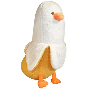 Banana Duck Plush Toy Cute Plushie Hugging Plush Pillow Duck Stuffed Animal for Girls and Boys White 12"
