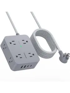 Surge Protector Power Strip 10 Ft Cord,  Extension Cord with Multiple Oulets, 8 AC Outlets 4 USB (2 USB C) Ports, Flat Plug, Wall Mount Desk USB  Station for