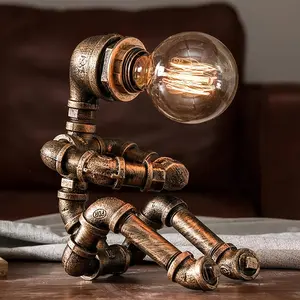 Steampunk Table Lamp Creative Robot Style Vintage Light