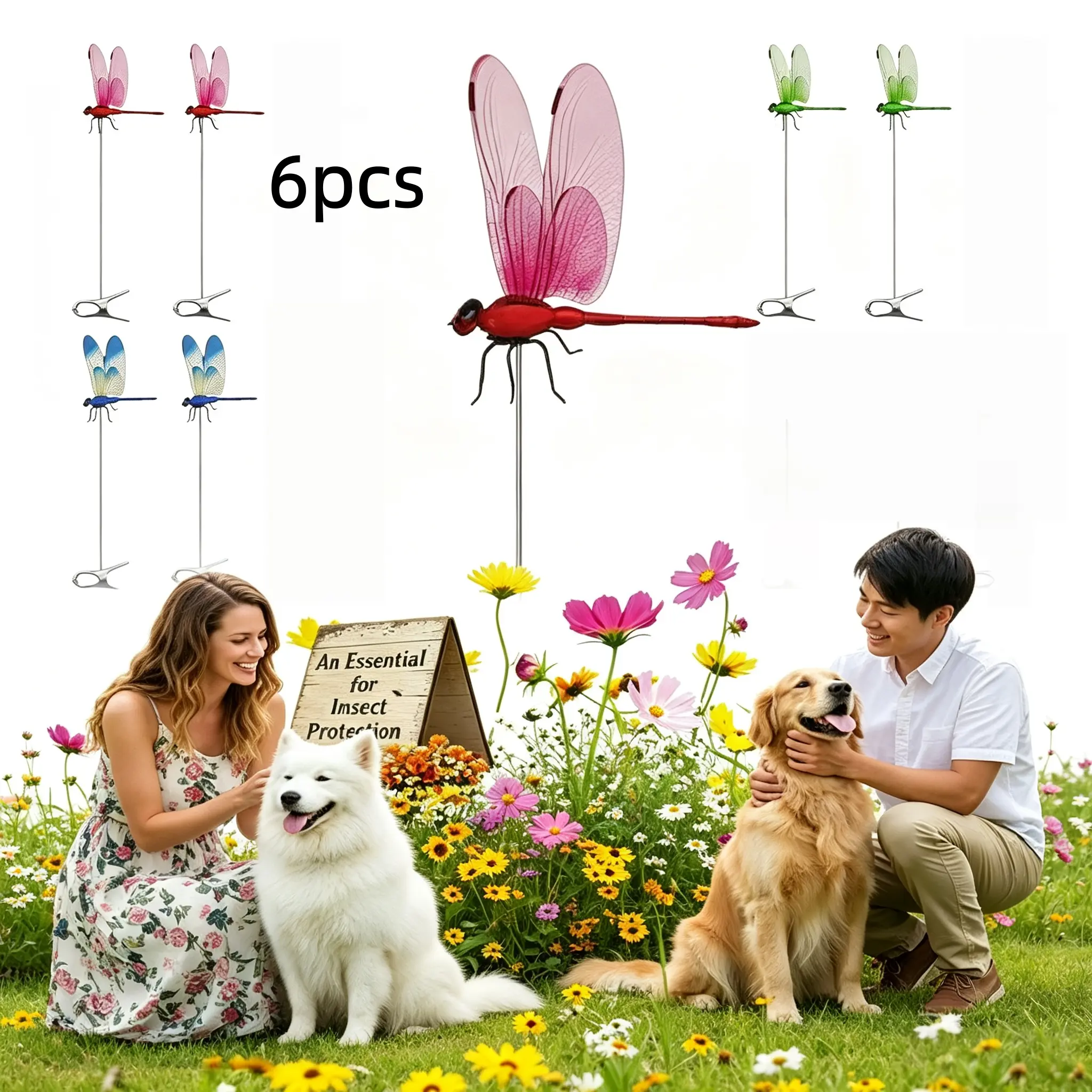 3D Realistic Plastic Dragonfly Decoy Ornaments with Secure Fastener Clasps, Multipurpose Decor for Hats, Pet & Horse Use, Yard, Patio, Indoor & Outdoor Garden Visual Pest Deterrent