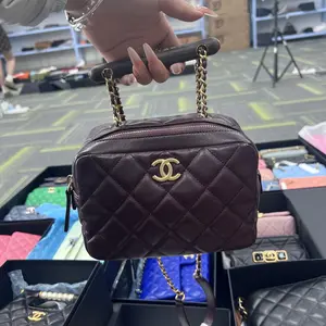 Pre-owned CHANEL france Crossbody Bags HH 23A handmade wooden handle mini bowling camera bag